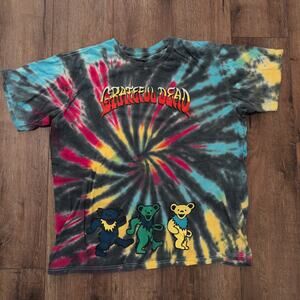 Grateful Dead Tie Dye Adult XL Shirt Dancing Bears Spiral Band Colorful Rainbow